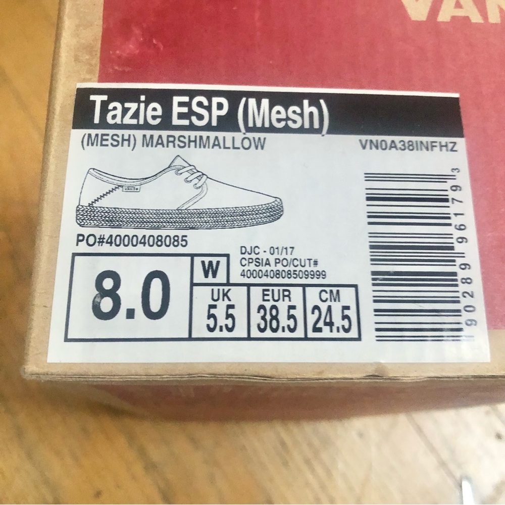 Vans Tazie ESP Mesh Marshmallow Sz 8 - Picture 10 of 11
